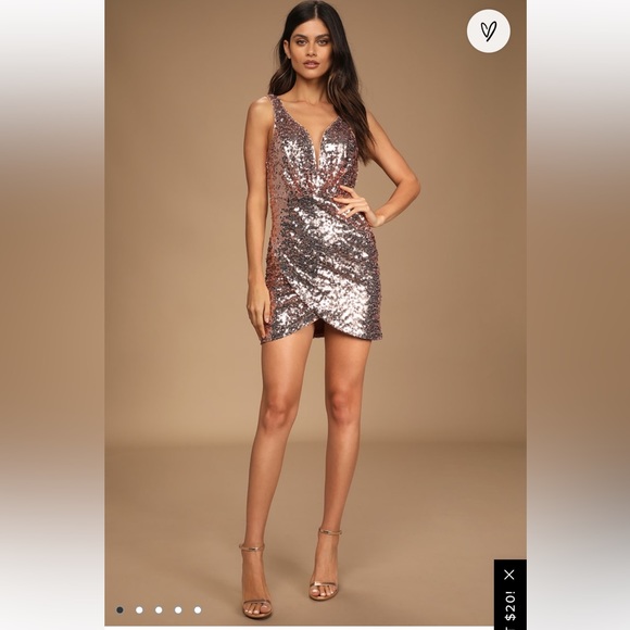 LULU’S Partying All Night Blush Pink Sequin Tulip Mini Dress - Picture 3 of 8